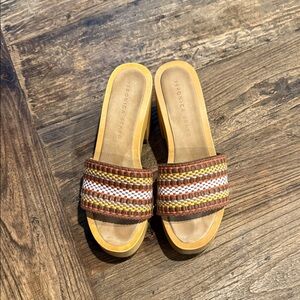 Veronica Beard Multicolor Woven Slide Sandals
